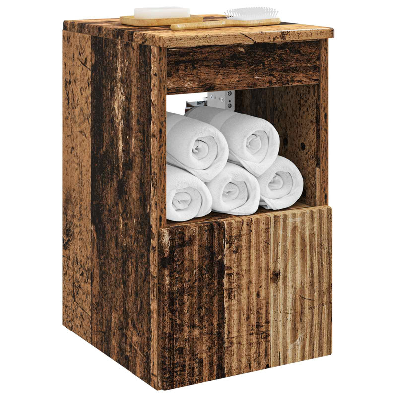 Engineered Wood Bathroom Cabinet, 50cm H x 30cm W x 41cm D, Old Wood