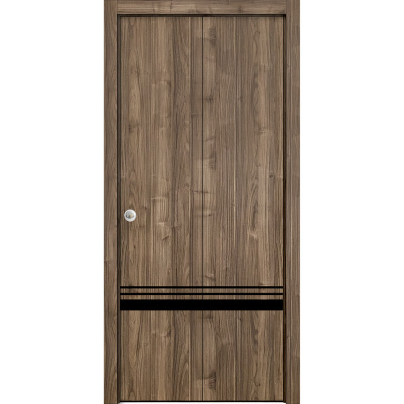 Porte pliante en bois massif massif, 36 po x 96 po, Noyer