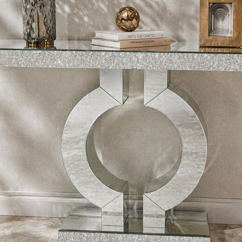 Miroir, table d'entrée, canapé, console, table de chevet