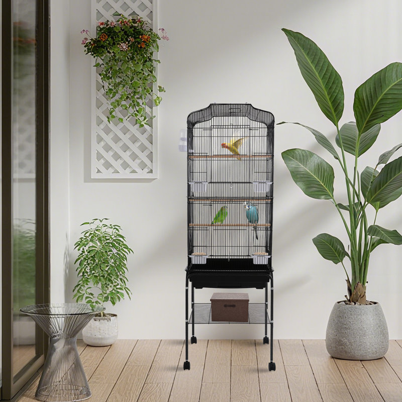Cage à oiseaux avec roues 54 x 18 x 14,6 po, Noir