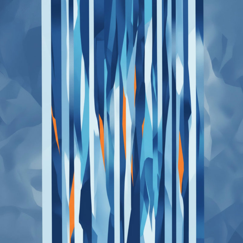 Couvertures abstraites à rayures verticales, L 50 po x H 60 po, Bleu foncé / orange moyen