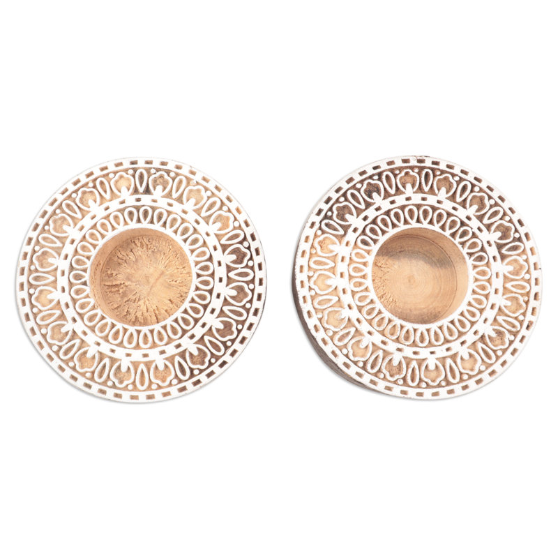 0.9'' H Wood Tabletop Tealight Holder