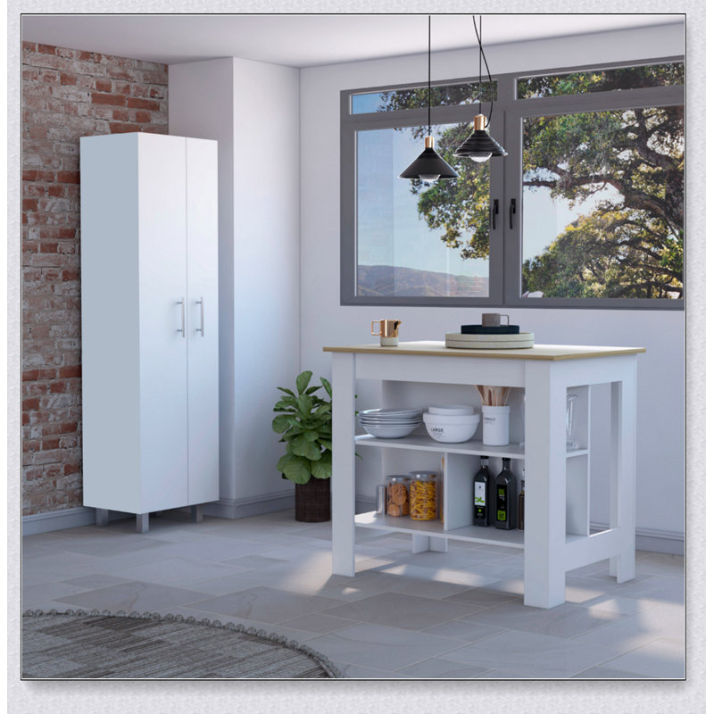 Hayne 9-Shelf 2-Door 2-Piece Kitchen Set with Antibacterial Surface, Ideal for Storage and Small Spaces, Natural