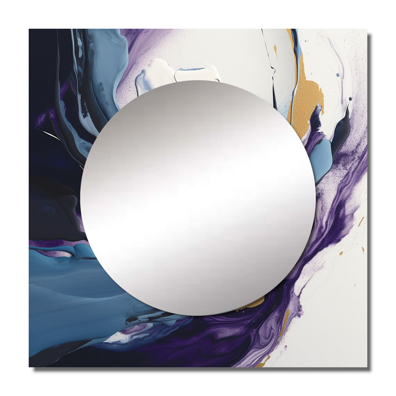 Farhiya - Art abstrait miroir mural carré en marbre, 23 po x 23 po
