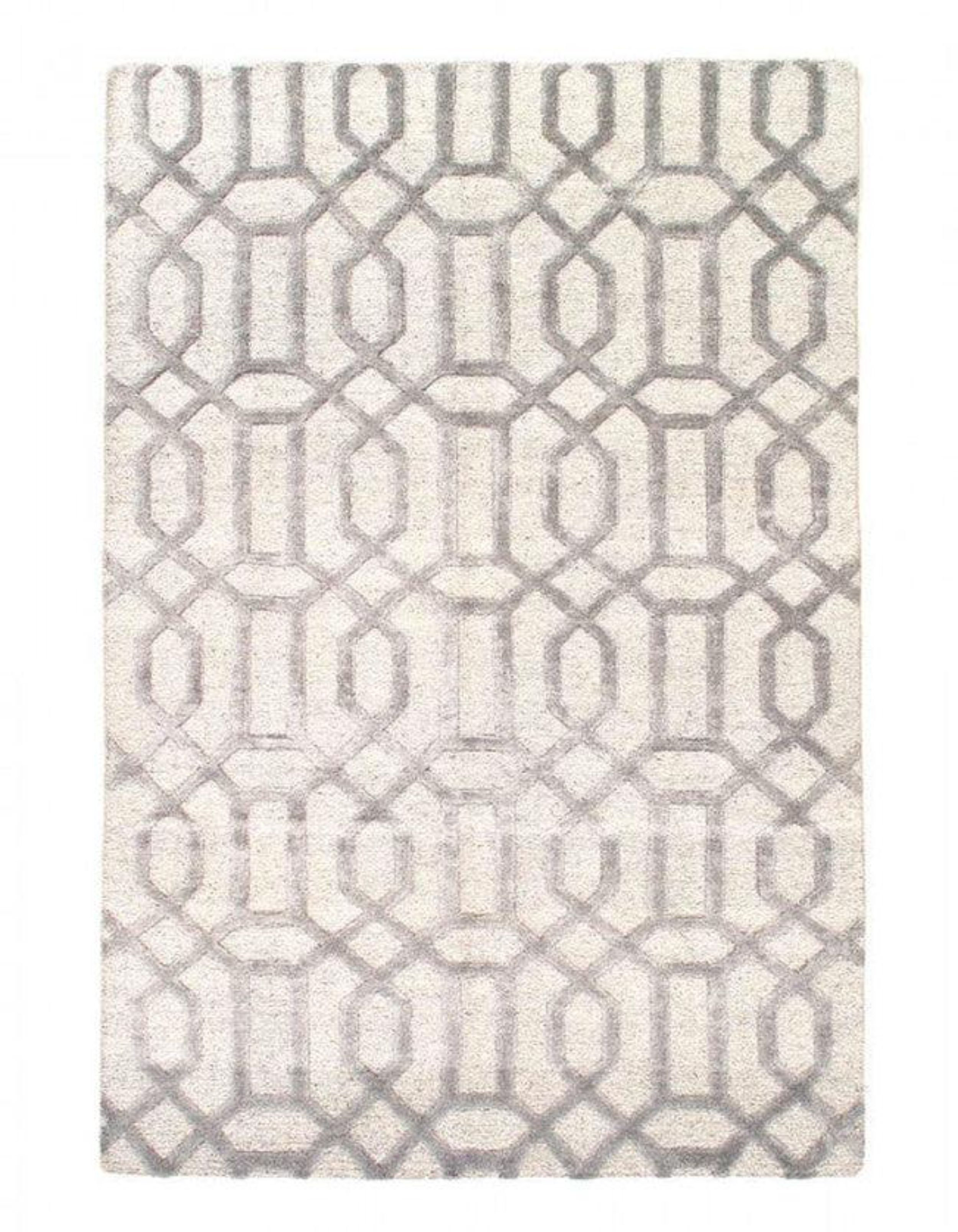 Grey Rectangle Pattern Rug Isabelline Geometric Handmade Rectangle 6' x 9' Cotton/Wool Area Rug in ...