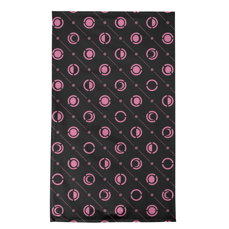 Torchon Moon phases, Noir / rose œillet, Polyester sergé