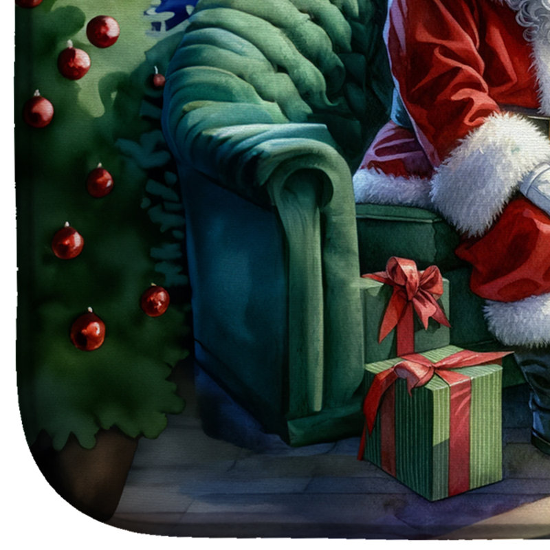 Tapis de vaisselle Keeshond and Santa Claus