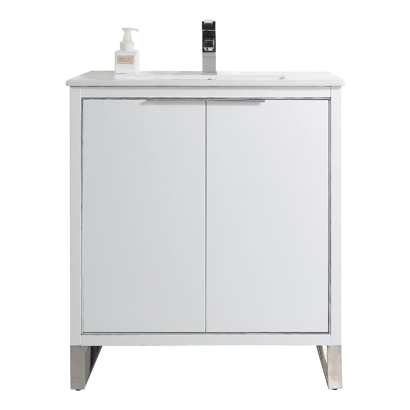 30'' Single Bathroom Vanity Set, White, Chrome