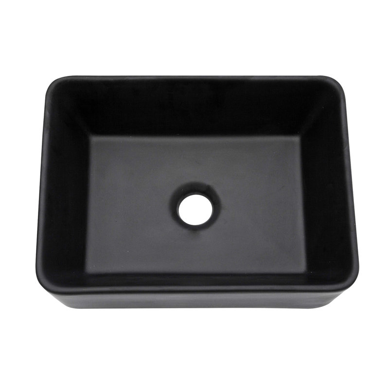 GAWEZA 12'' Ceramic Rectangular Bathroom Sink, Black