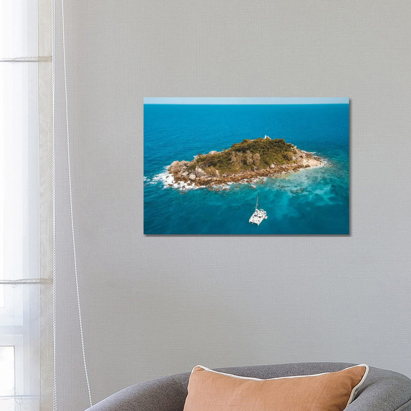 Tiny Island with Catamaran 1 Piece Wrapped Canvas Wall Art, 45.72cm H x 66.04cm W