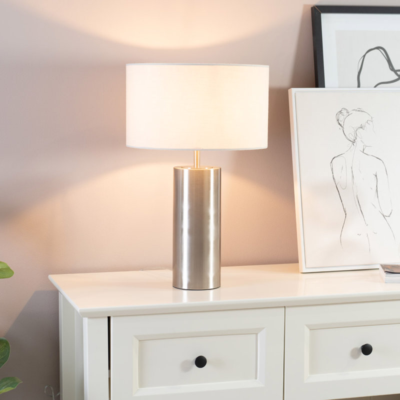 Metal Table Lamp, White, Gold