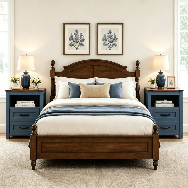 Table de chevet avec station de charge, table d'appoint avec armoire de rangement à 2 tiroirs pour chambre à coucher, salon
