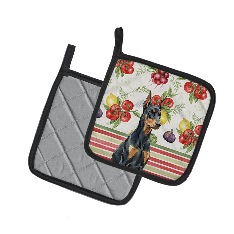 Doberman Pinscher Vegetables Pair of Pot Holders - Thumbnail 2