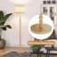 Lampe sur pied traditionnelle en bois massif avec colonne perlée et ampoule 3 couleurs incluse-417680901