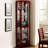 6 Shelf Cabinet With Adjustable Tempered Glass Shelves And Mirror Back In Stylish Cherry Curio Mirrored Striking-925120197