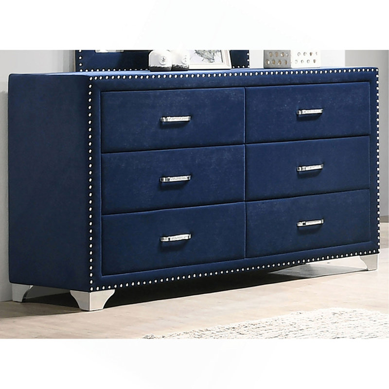 Commode et commode rembourrées bleu pacifique, Bleu
