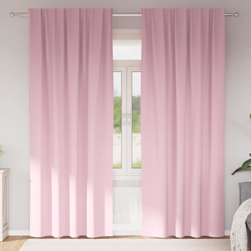 Blackout Curtain Pair, 225cm Width x 140cm Drop, Baby Pink