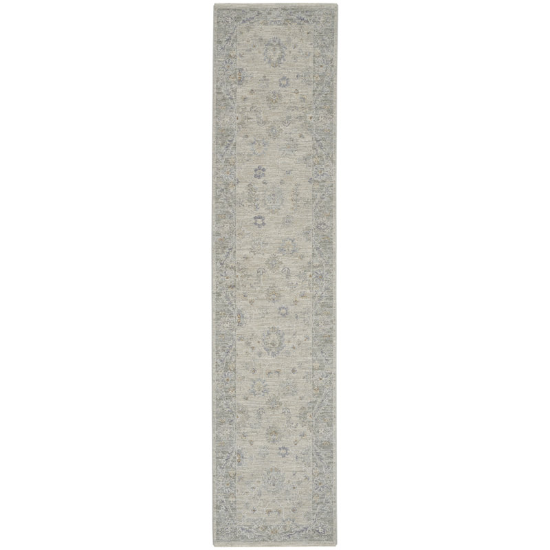 Tapis traditionnel gris Ryann, Tapis de couloir 2 pi 3 po x 10 pi 2 po