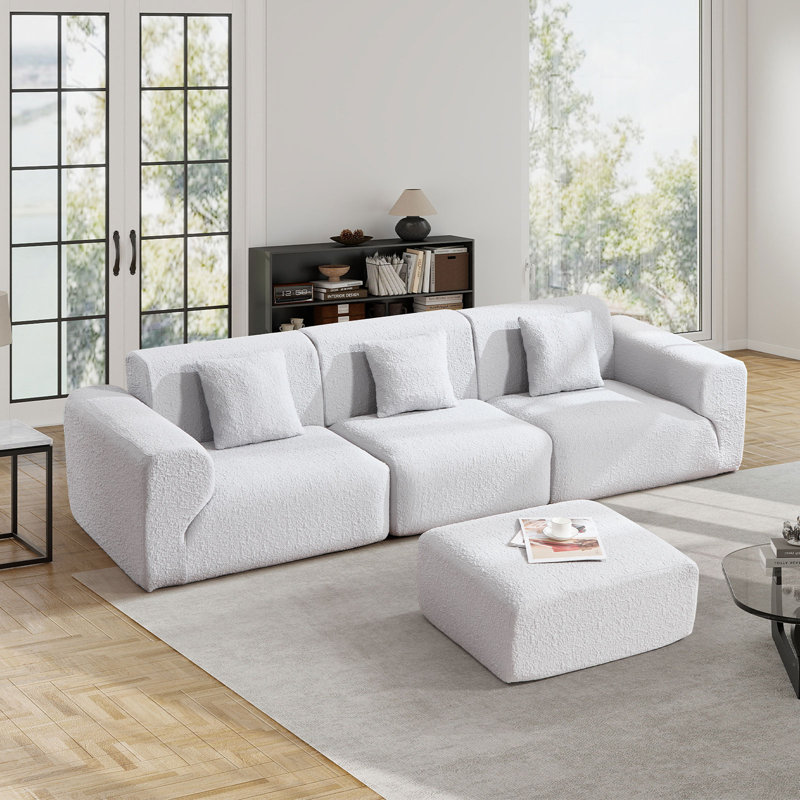 Canapé modulaire Boneless, Polyester gris clair