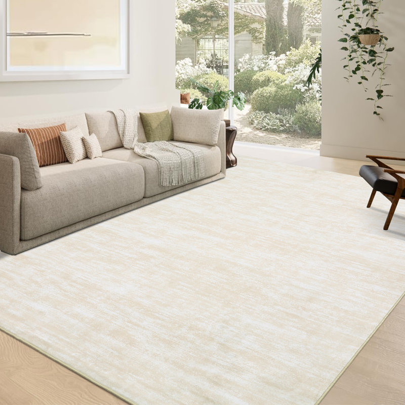 Machine Washable Rug with Rubber Backing for Living Room Modern Non-Slip Dining Room Rug Easy-Cleaning Solid Floor Carpet for Bedroom Hallway Kitchen Office Playroom