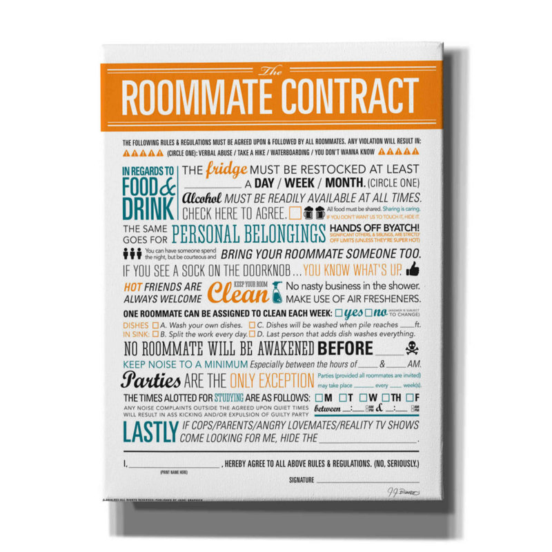 Harjun " Roommate Contract " by JJ Brando, 16" H x 12" W x 0.75" D