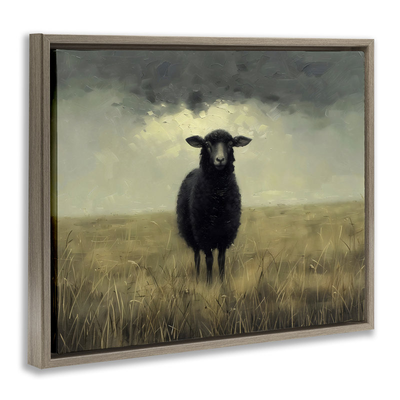 Mouton noir dans un cadre flottant, conçu par Arlington Prints, Cadre flottant orme Montalcino, H 17 po x l 21 po