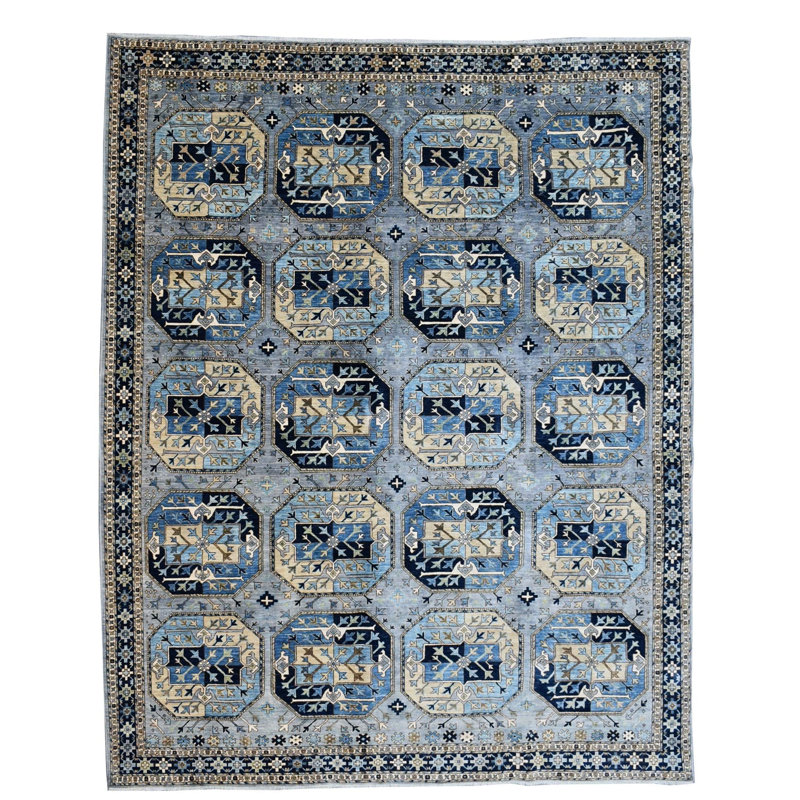 New Turkmen Afghan One-of-a-Kind Rectangle 9'2" X 12'2" Area Rug