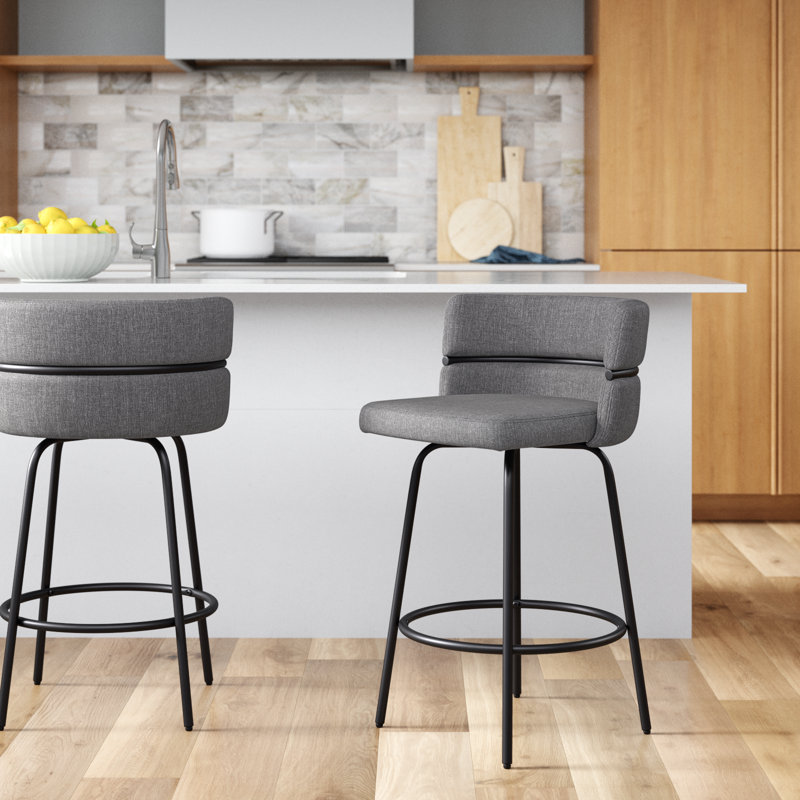 Tabouret de bar 26 po Sone, Velours crème / cadre doré, Tabouret de comptoir (assise à une hauteur de 25,