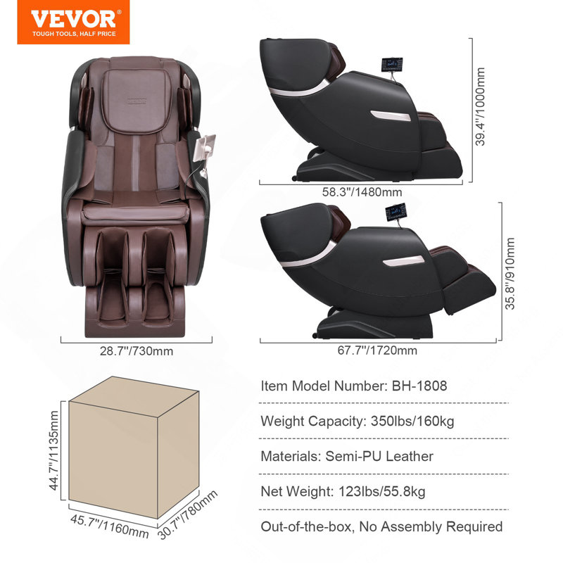 Fauteuil de massage avancé complet pour le corps avec de multiples fonctions de relaxation