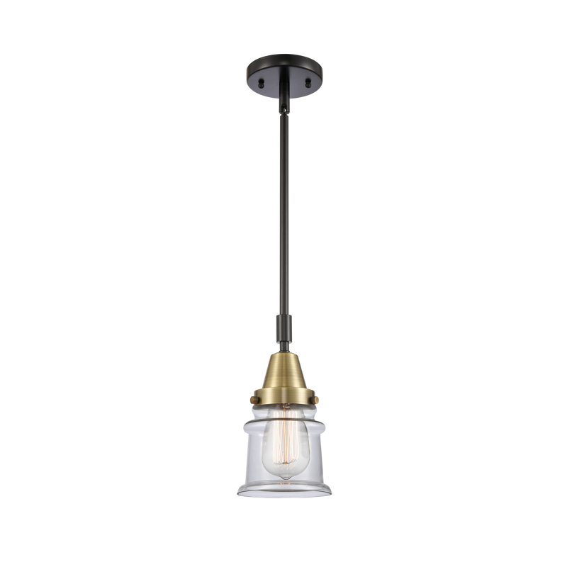 Luminaire suspendu en forme de cloche à 1 lumière Cailen, Transparent, Laiton antique noir, DEL