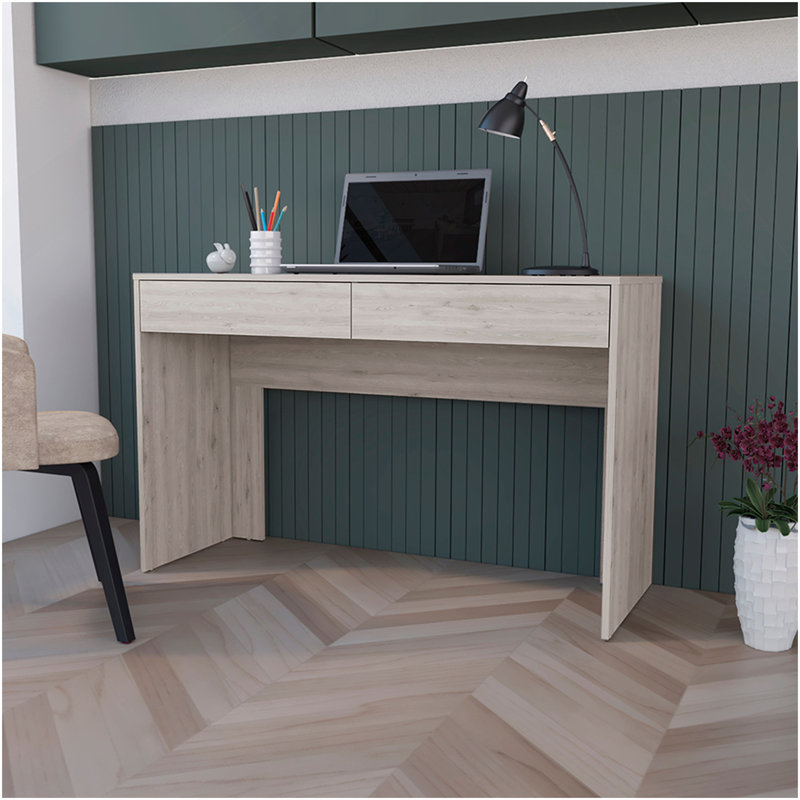 Computer Desk Aberdeen, Two Drawers, Light Gray Finish