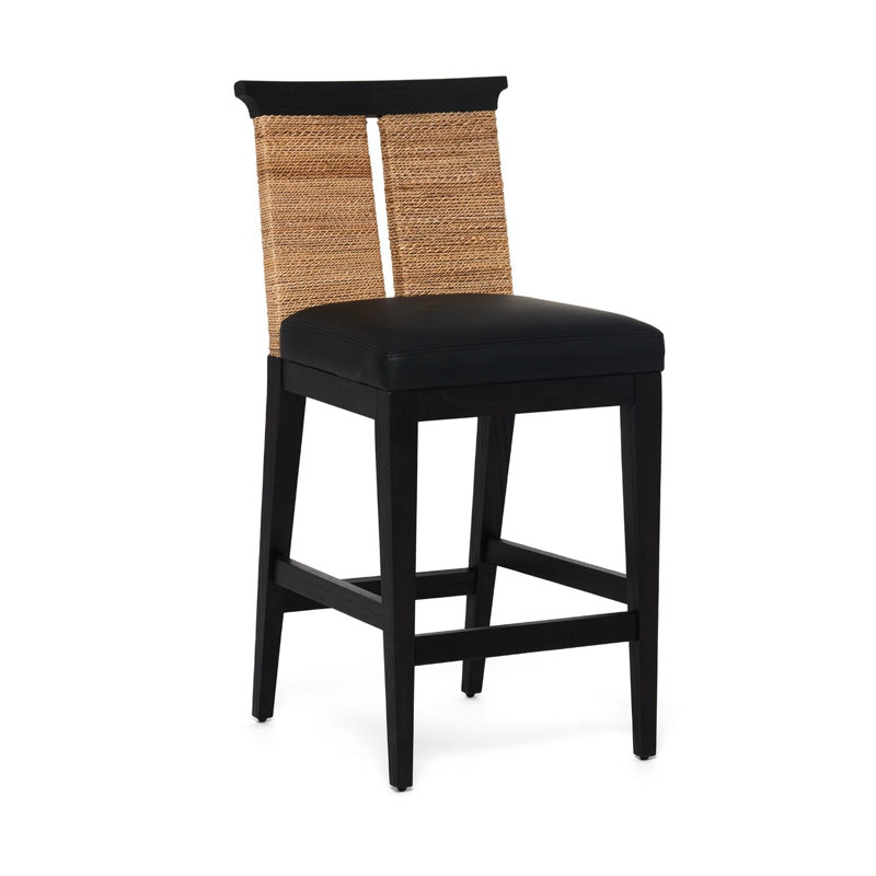 Reed Counter Stool, Black Seat/Black Frame