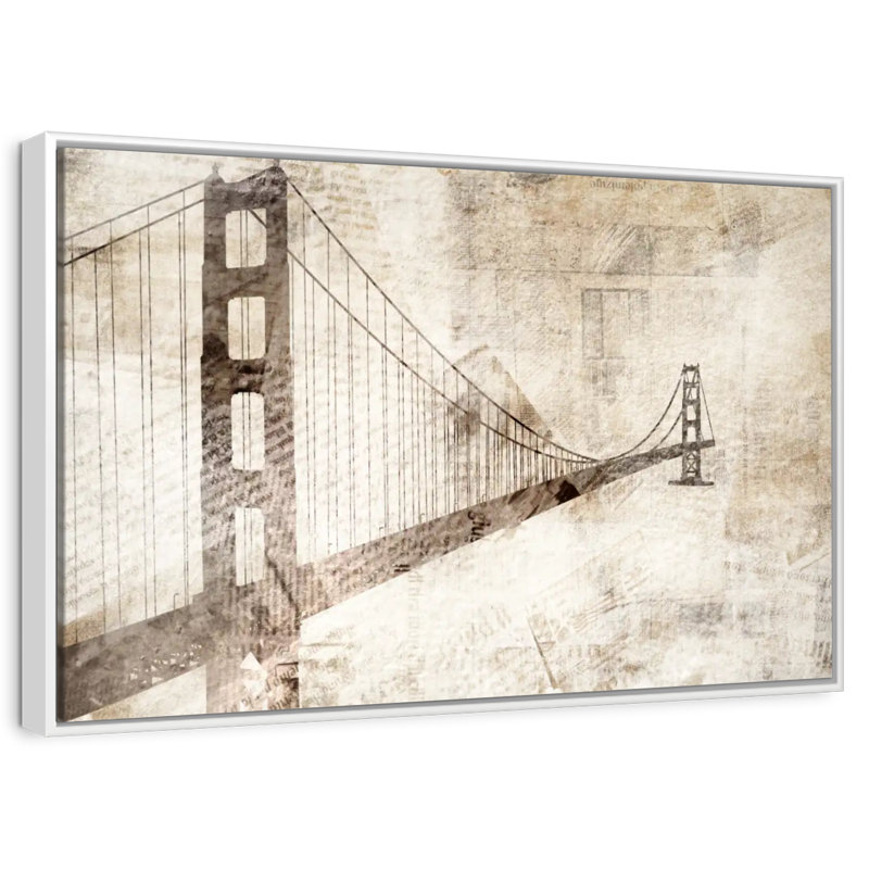 Pont du Golden Gate, Cadre flottant blanc, 37 po x 25 po