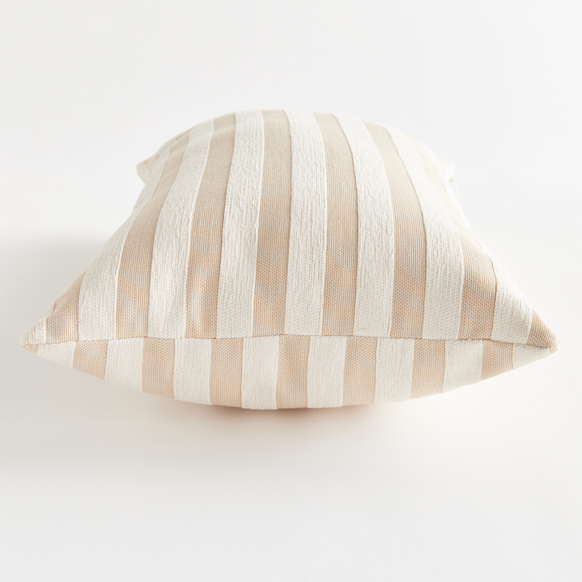 Striped Indoor/Outdoor Reversible Throw Pillow, Khaki/Cream, Rectangular 12"H x 22"W