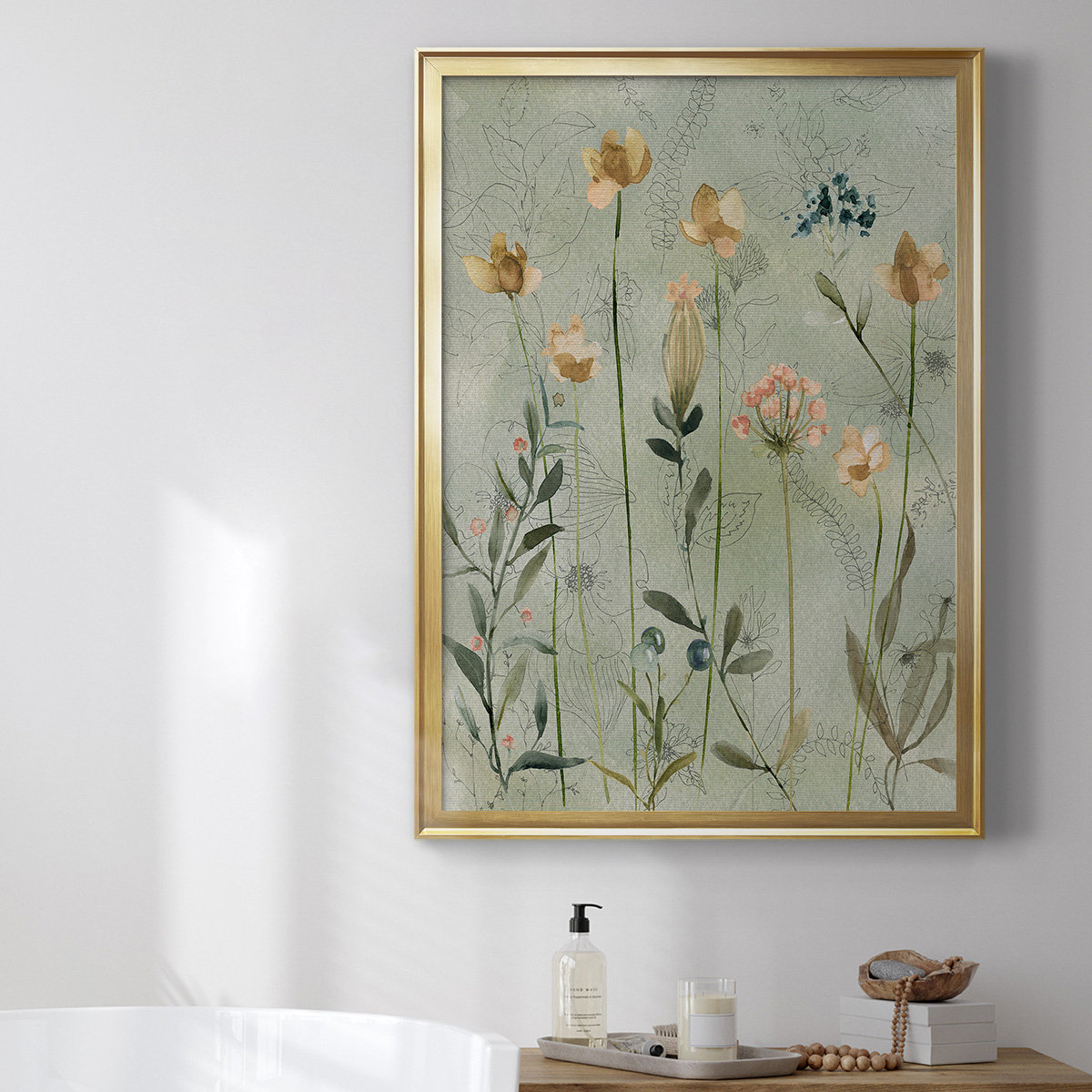 Red Barrel Studio Botanical Sketchbook Premium Framed Canvas - Ready To ...