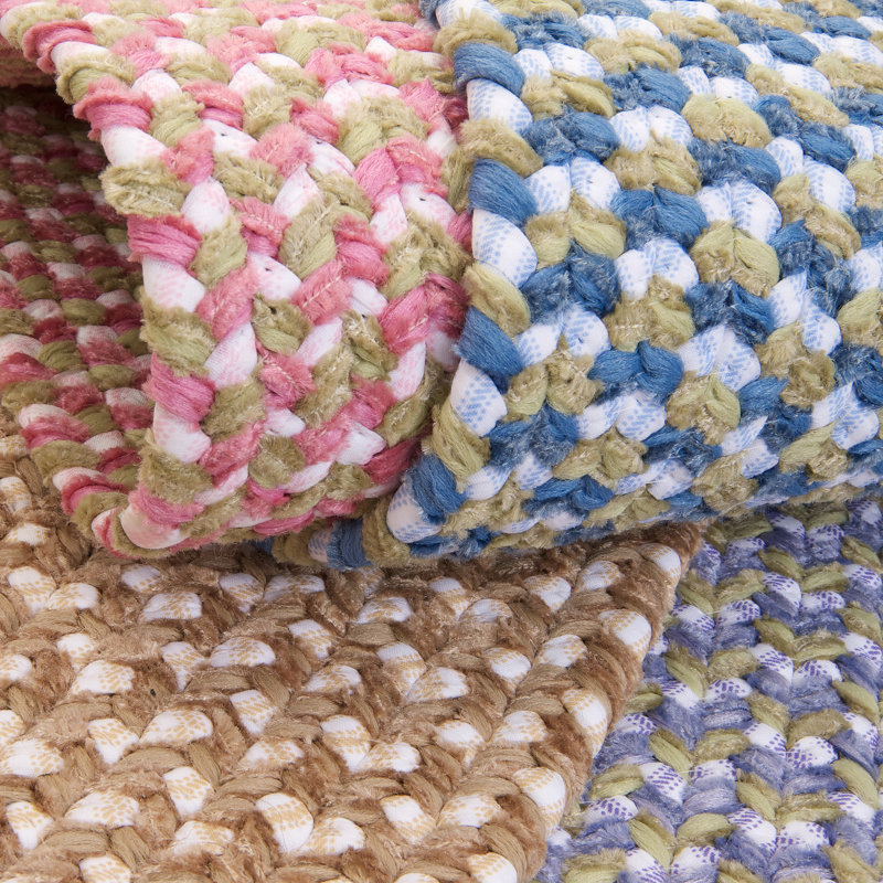 Tapis bleu tressé à la main Chickerell, Ovale 7 pi x 9 pi