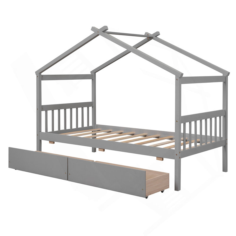 Lit en bois avec tiroirs