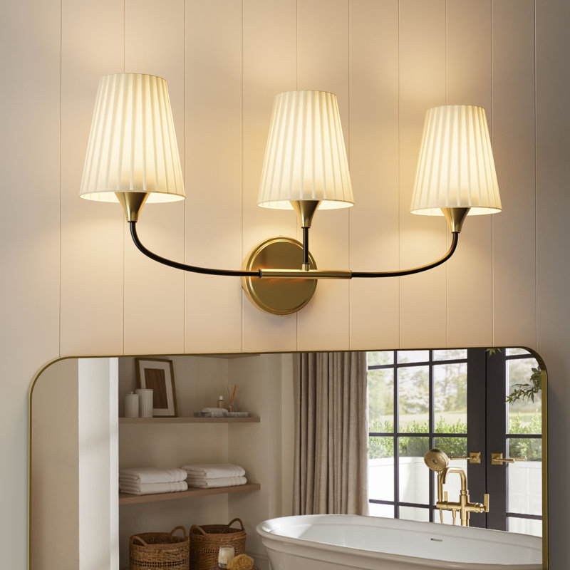 ETL Listed 3-Light Modern Dimmable Bathroom Vanity Light with Fabric Shades, 3