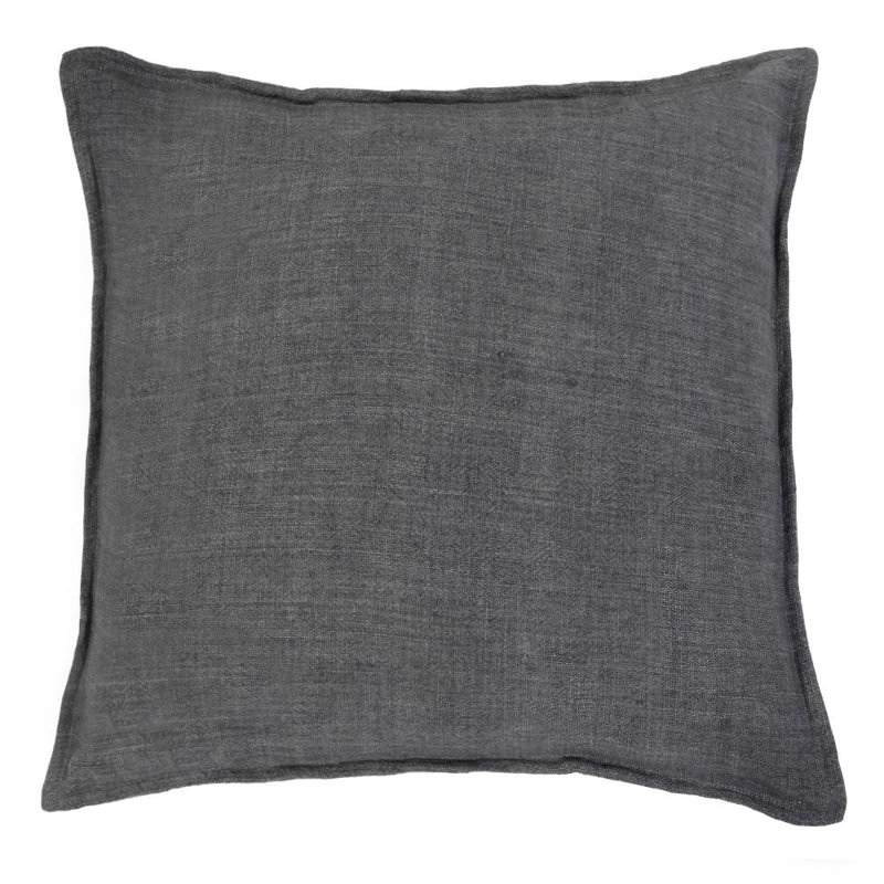 Montauk 100% Linen Large Euro Pillow Cover, Charcoal, Euro 