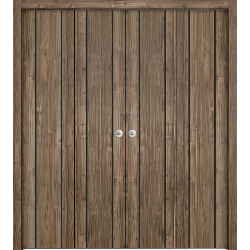 Porte de grange en bois massif massif, 72 po x 96 po, Noyer
