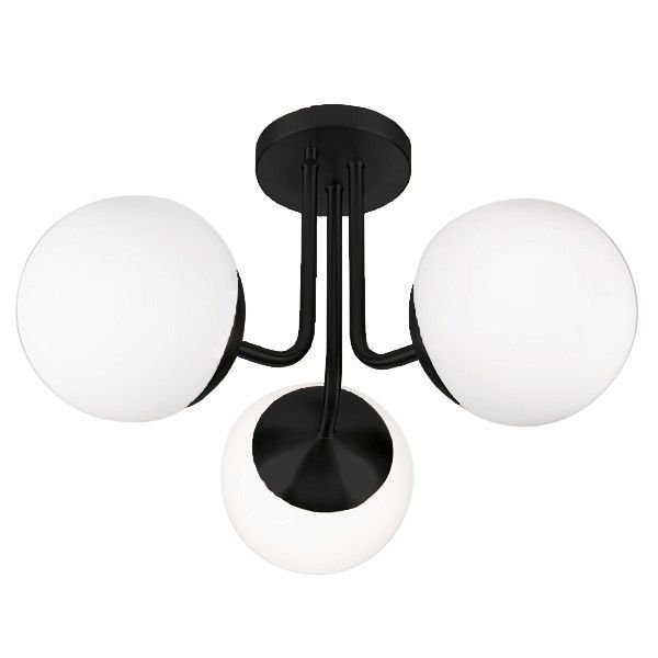 Plafonnier semi-encastré en verre Kivah, Blanc, Noir