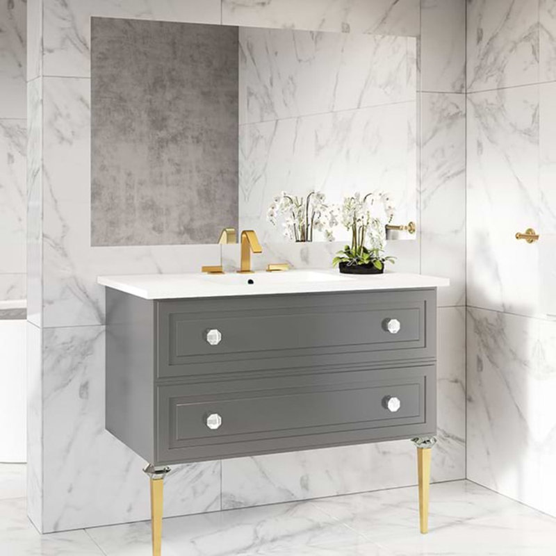 Alma 30.25" Wall Mounted Single Bathroom Vanity with Top, Grigio Gray