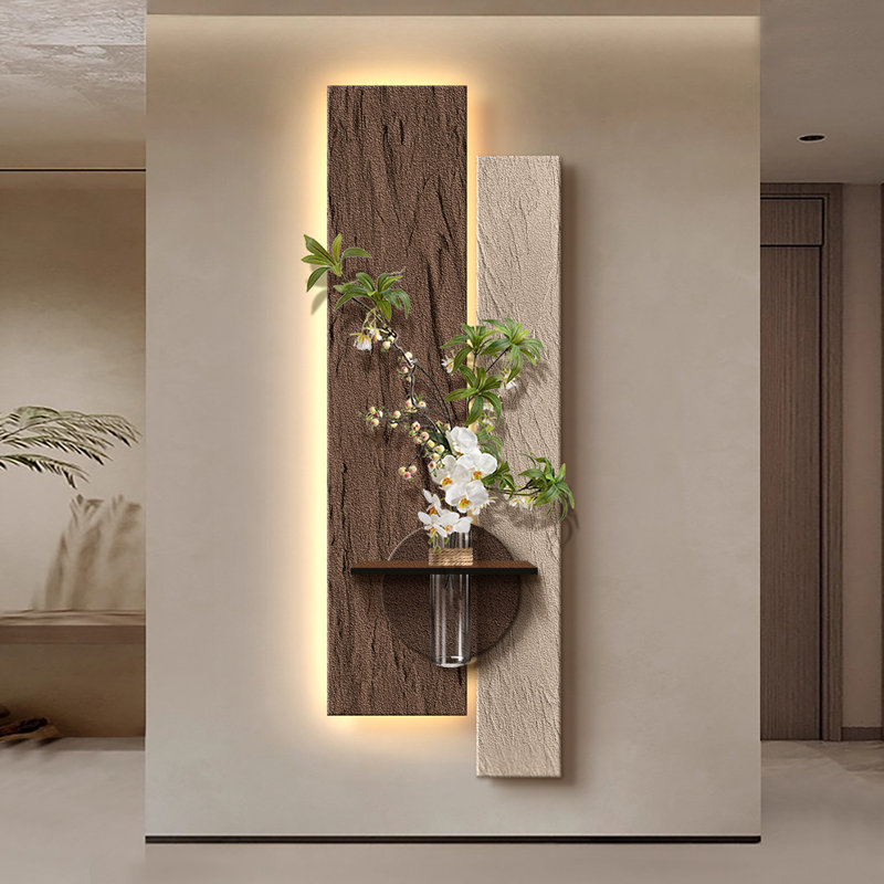 Art mural grès brun noisette, H 59,06 po x l 19,69 po x P 1,97 po, Brun noyer