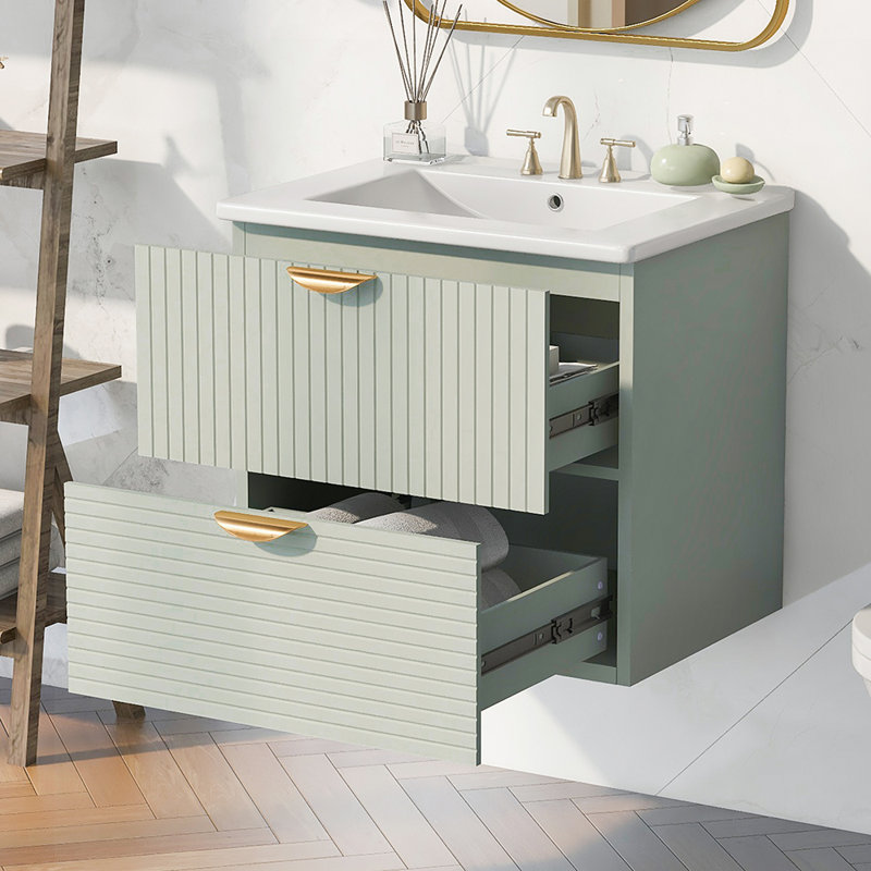 24'' Single Bathroom Vanity with Top, Green