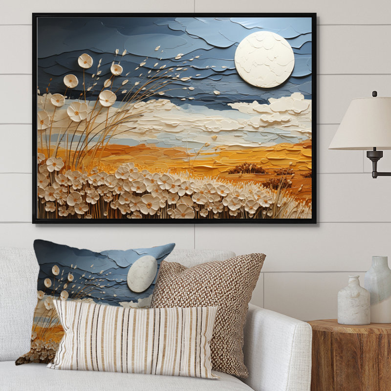 Nuage prairies collages VII - impression, H 24 po x l 32 po x P 1 po, Cadre flottant noir