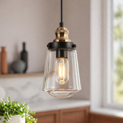 Mini-luminaire suspendu moderne en verre 1 lumière noir