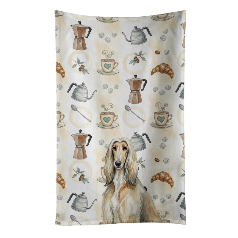 Afghan Hound Coffee Bar Kitchen Towel, Afghan Hound