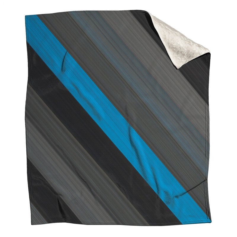 Blue Grey Diagonal Stripes Blankets, 50in W x 60in H