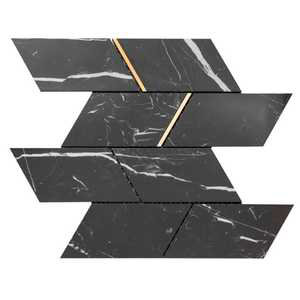 Stately Avenue 11" x 12" Porcelain Marble Look Tile, Marquina Black