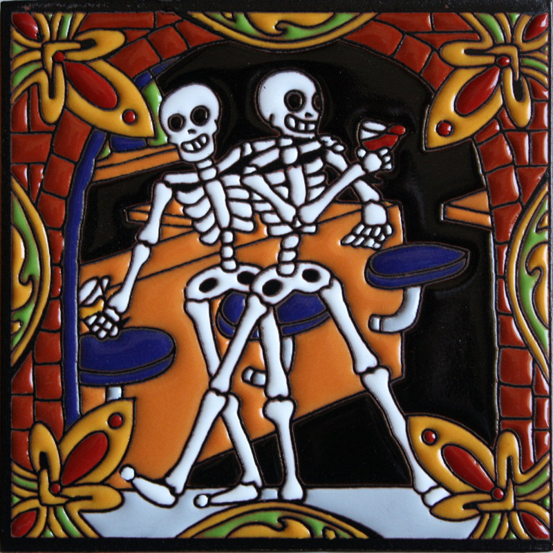 Dégustation de vin TalaMex. Carreau d'argile Day-Of-The-Dead